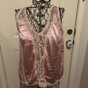 POL Pink Satin Lace Tank Top